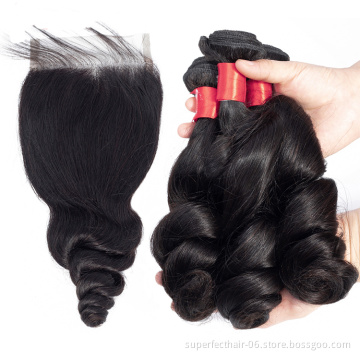 Wholesale Cheap Virgin Hair Loose Curly 3 Bundles With Closure Brazilian Human Hair Weave